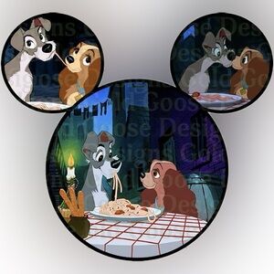 Disney Lady and the Tramp Romantic Scene Custom Tee